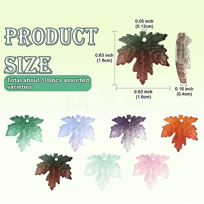 90Pcs 7 Colors Two Tone Transparency Glass Pendant GLAA-FS0002-72-1