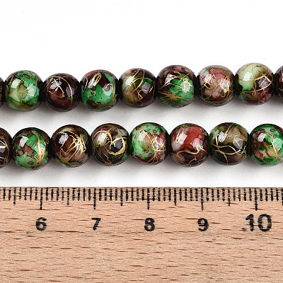 Baking Painted Glass Beads Strands DGLA-N003-8mm-B07-1