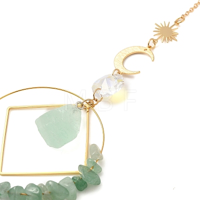 Natural Green Aventurine  Chip Beaded Hanging Suncatchers HJEW-TA00288-01-1