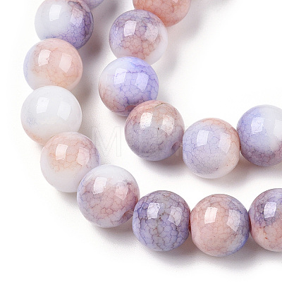 Opaque Crackle Glass Round Beads Strands GLAA-T031-10mm-01B-B-1