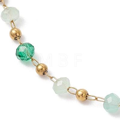 Glass Beaded Link Chain Bracelets for Women BJEW-JB12977-1