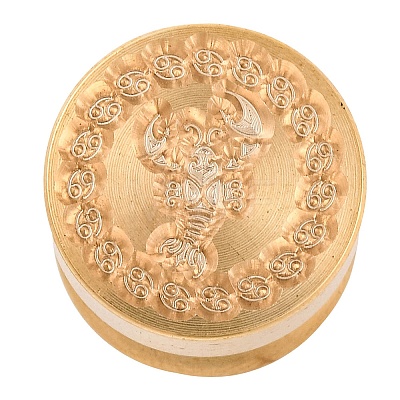 Golden Tone Round Wax Seal Brass Stamp Heads AJEW-S087-02G-04-1