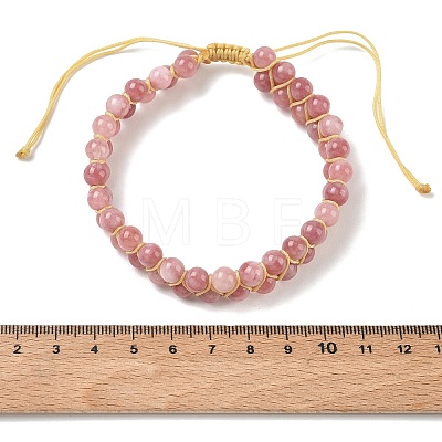 Adjustable Woven Round Natural Sunstone Braided Bead Anklets for Women AJEW-D071-01B-1