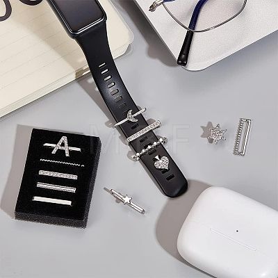  10Pcs Moon & Letter Alloy Watch Band Charms FIND-NB0003-20-1