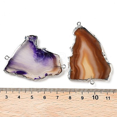Natural Agate Dyed Nuggets Connector Charms G-Q016-01-1