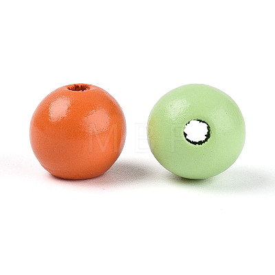 Autumn Spray Painted Schima Wood Beads WOOD-T033-03M-01-1