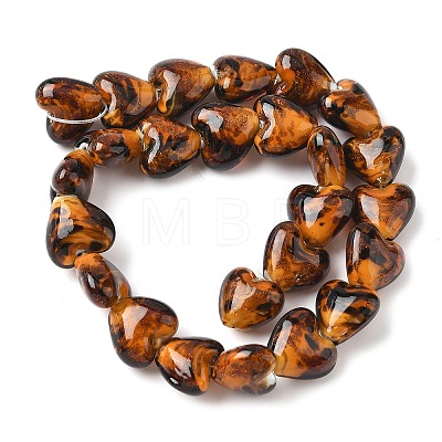 Handmade Gold Sand Lampwork Beads Strands LAMP-Q045-08A-02-1