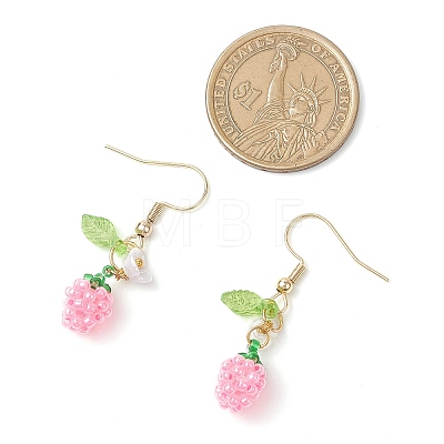 Handmade Glass Seed Beads Apple Dangle Earrings EJEW-MZ00575-02-1