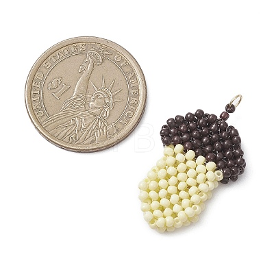 Beaded Pine Cone Charms PALLOY-MZ01148-1