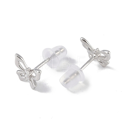 Anti-Tarnish Rhodium Plated Hollow Butterfly 999 Sterling Silver Stud Earrings for Women EJEW-S215-24P-1