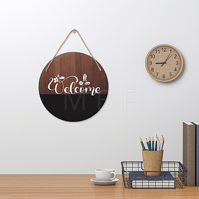 Wooden Hanging Plate HJEW-WH0027-001-1