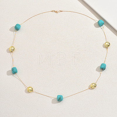 Cube Acrylic & Iron Flat Round Link Chain Long Necklaces for Women SF2895-1-1