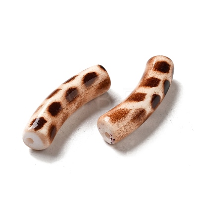 Spray Painted Leopard Print Opaque Acrylic Beads X-OACR-L013-036-1