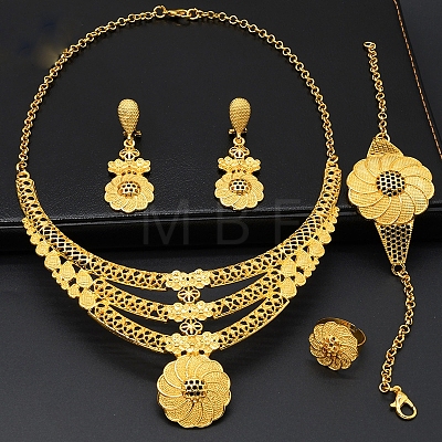 Alloy Pendant Necklaces & Stud Dangle Earrings & Rings & Link Bracelets Sets WGE4917-03-1