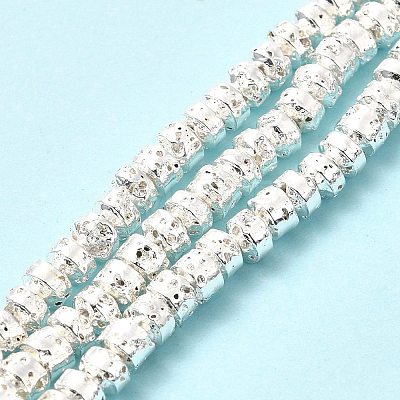 Electroplated Natural Lava Rock Beads Strands G-G984-14S-1