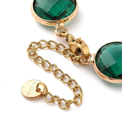 Green Glass Link Chain Bracelets BJEW-B075-01-1