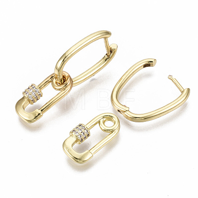Brass Micro Pave Clear Cubic Zirconia Dangle Hoop Earrings EJEW-N011-21G-NF-1