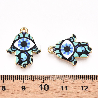 Printed Light Gold Tone Alloy Pendants ENAM-N056-206M-1