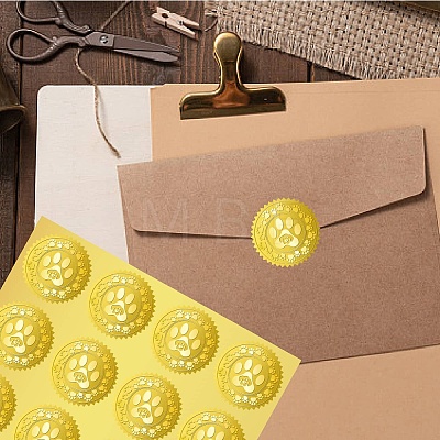 34 Sheets Self Adhesive Gold Foil Embossed Stickers DIY-WH0509-082-1