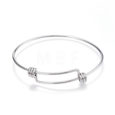 Adjustable 304 Stainless Steel Expandable Bangle Making BJEW-G546-01P-1