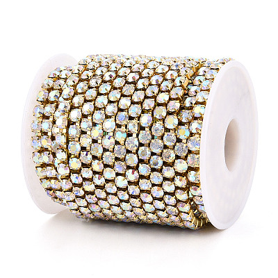 Brass Rhinestone Strass Chains CHC-T001-SS24-02G-1