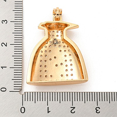 Brass Micro Pave Cubic Zirconia Pendants KK-P250-19G-1