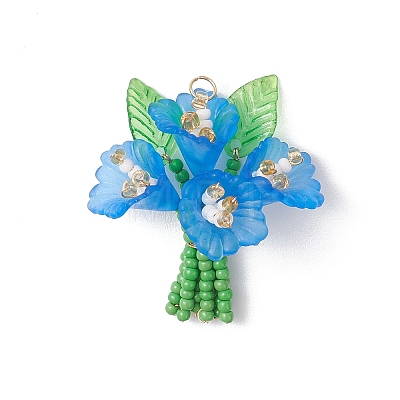 Glass Seed Beaded Pendants PALLOY-MZ01155-01-1