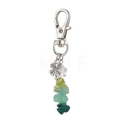 3Pcs 3 Styles Natural Peridot & Quartz Crystal & Green Aventurine & Malachite Chips Pendant Decorations HJEW-JM02338-1