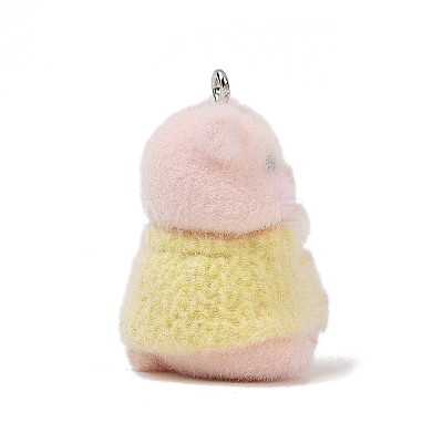 Animal Theme Flocky Opaque Resin Pendants RESI-H042-01P-19-1
