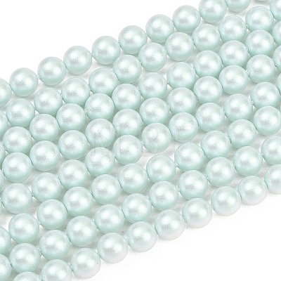 Frosted Glass Pearl Beads Strands GLAA-A044-08A-05-1