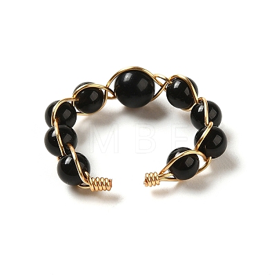 Adjustable Natural Obsidian with Brass Rings G-B075-01G-03-1