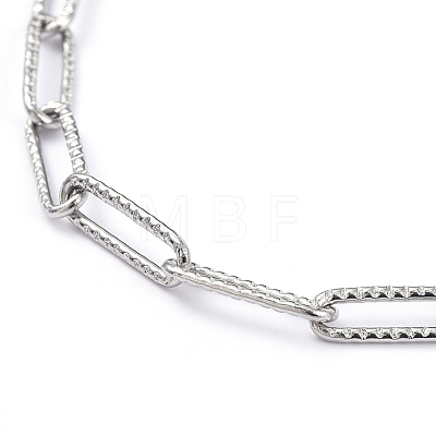 304 Stainless Steel Textured Paperclip Chains Necklaces NJEW-JN02742-1