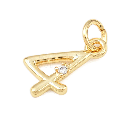 Brass Micro Pave Clear Cubic Zirconia Charms KK-P339-27G-04-1