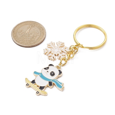 Snowflake & Panda Alloy Enamel Pendant Keychains KEYC-JKC00630-03-1