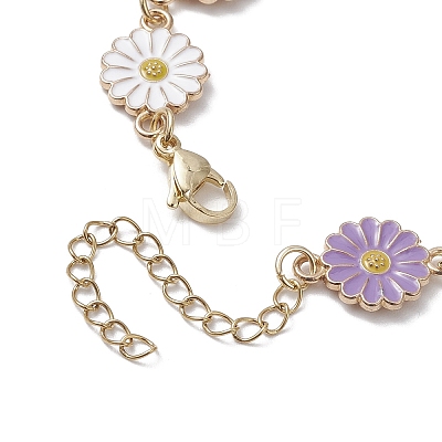Sunflower Zinc Alloy Enamel Link Bracelets for Women BJEW-JB10246-1