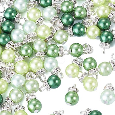 70Pcs 5 Colors Glass Pearl Pendants PALLOY-TAC0320-1