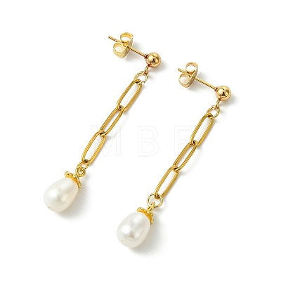 304 Stainless Steel Paperclip Stud Dangle Earring for Women EJEW-JE07186-1