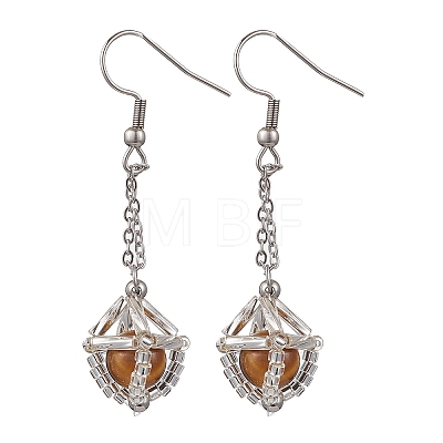 Glass Seed Beads Dangle Earrings EJEW-MZ00350-03-1