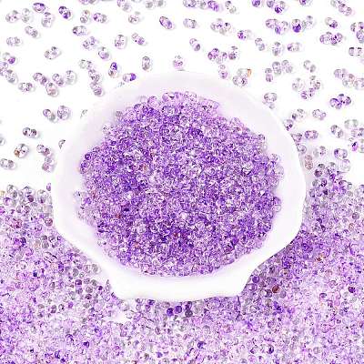 Spray Painted with Glitter Powder Glass Seed Beads SEED-T007-09B-1