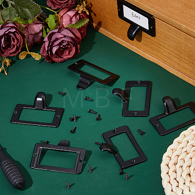 25Pcs Rectangle Zinc Alloy Label Frame Card Holder AJEW-FH0008-75C-1