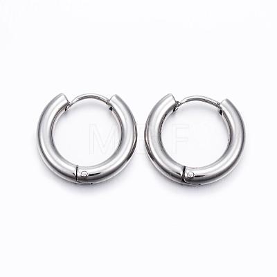 304 Stainless Steel Huggie Hoop Earrings EJEW-F111-16mm-P-1
