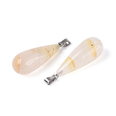 Natural Yellow Hematoid Quartz Pendants G-N360-08P-01-1
