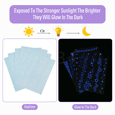 6 Sheets Luminous Paper Tattoo Stickers STIC-TAC0001-007A-1