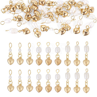 30Pcs 3 Styles Natural Cultured Freshwater Pearl & 304 Stainless Steel Heart Pendants PALLOY-TAC0318-1
