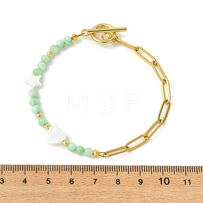 Dyed Natural Freshwater Shell Beads Link Bracelets BJEW-JB13682-1