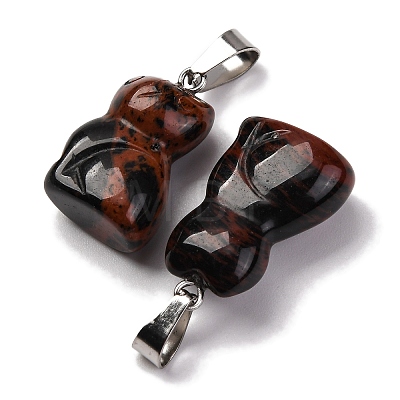 Natural Mahogany Obsidian Pendants G-B127-08P-06-1