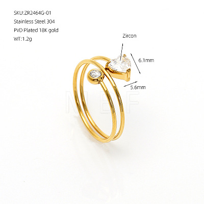 304 Stainless Steel Pave Cubic Zirconia Cuff Open Rings WG5A0BA-01-1