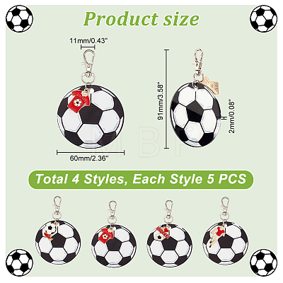 Football Theme Printed Acrylic & Alloy Enamel Pendant Keychain KEYC-AB00046-1