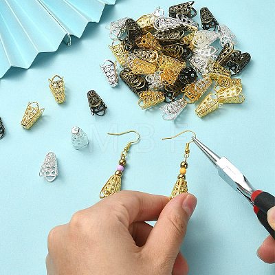 60Pcs 3 Colors Iron Bead Caps IFIN-YW0003-29-1