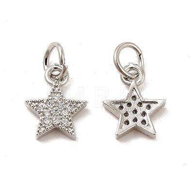 Rack Plating Brass Micro Pave Cubic Zirconia Charms KK-E081-18P-1